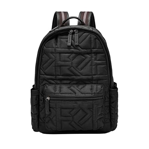 Fossil Unisex Buckner Fabric Backpack with Travel Strap Bag, Color: Black (Model: MBG9587001)