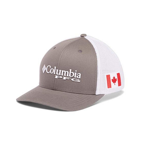 Columbia Unisex PFG Mesh Ball Cap, Titanium, Canada Flag, Small/Medium